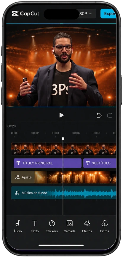 Celular editando um vídeo no CapCut