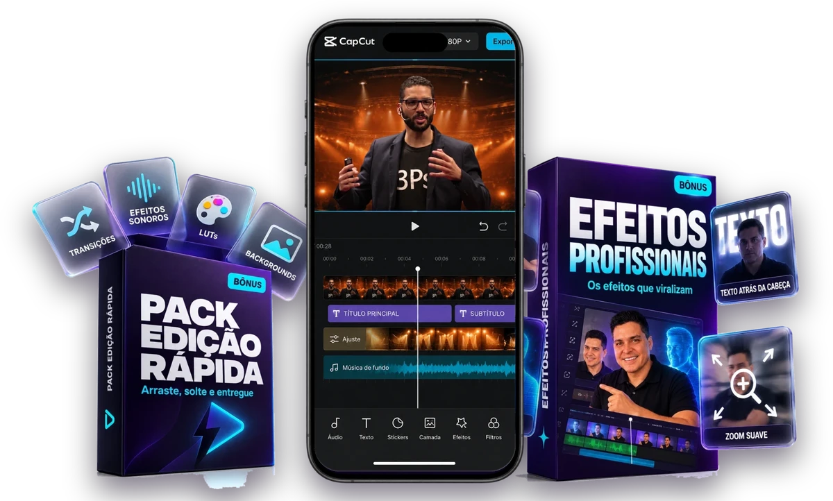 Curso no celular com os bônus Pack Edição Rápida e Efeitos Profissionais